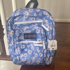 Jansport Light Blue Daisy Backpack with White & Orange Accents
